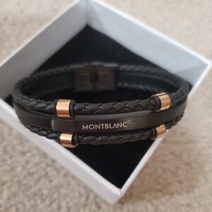 Montblanc Black Braided Bracelet with Rose Gold Highlights
